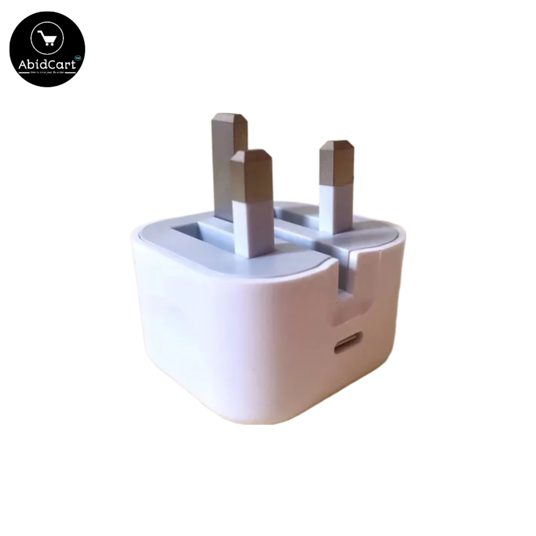 25W USB-C Power Adapter for iPhone X to 15 Pro Max - Fast Charging with 12-Month Warranty (3 Pin). - Abid Cart