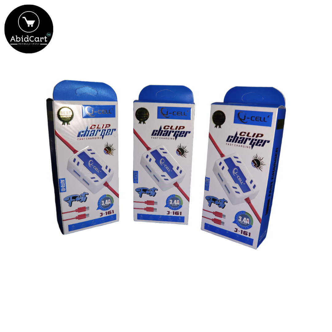 J-Cell Clip Charger Fast Charging 3.4A Output J-161 with Auto-ID Technology for Quick and Efficient Device Charging.