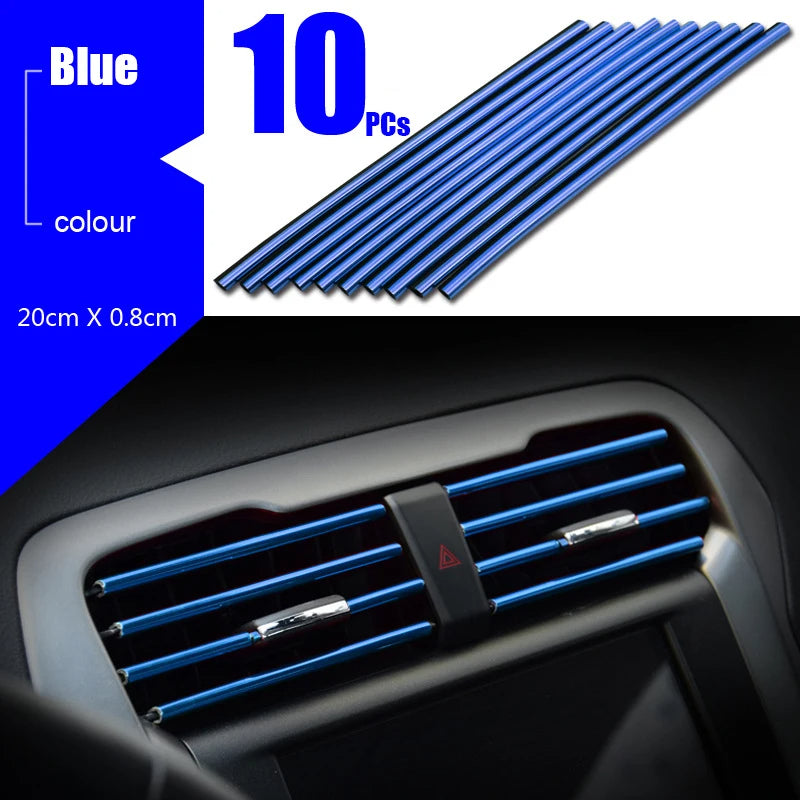 10Pcs U-shaped Car Air Outlet Decorative Strip Chrome-Plated PVC Car Interior Styling Decor Clip Trim Auto Interior Accessories. - Abid Cart