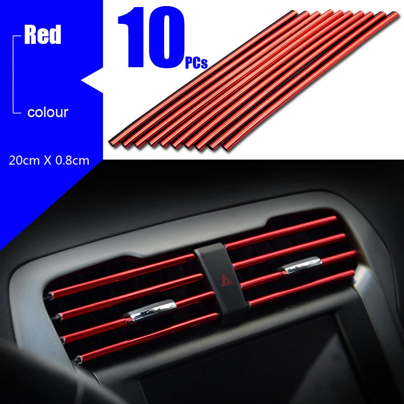 10Pcs U-shaped Car Air Outlet Decorative Strip Chrome-Plated PVC Car Interior Styling Decor Clip Trim Auto Interior Accessories. - Abid Cart