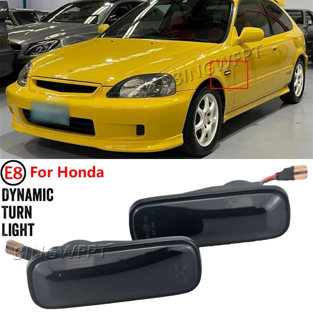NEW 2PCS Smoked Lens LED Side Marker Car Light For Honda Civic 1995 1996 1997 1998 1999 2000 Auto Reflector Turn Signal Lights.