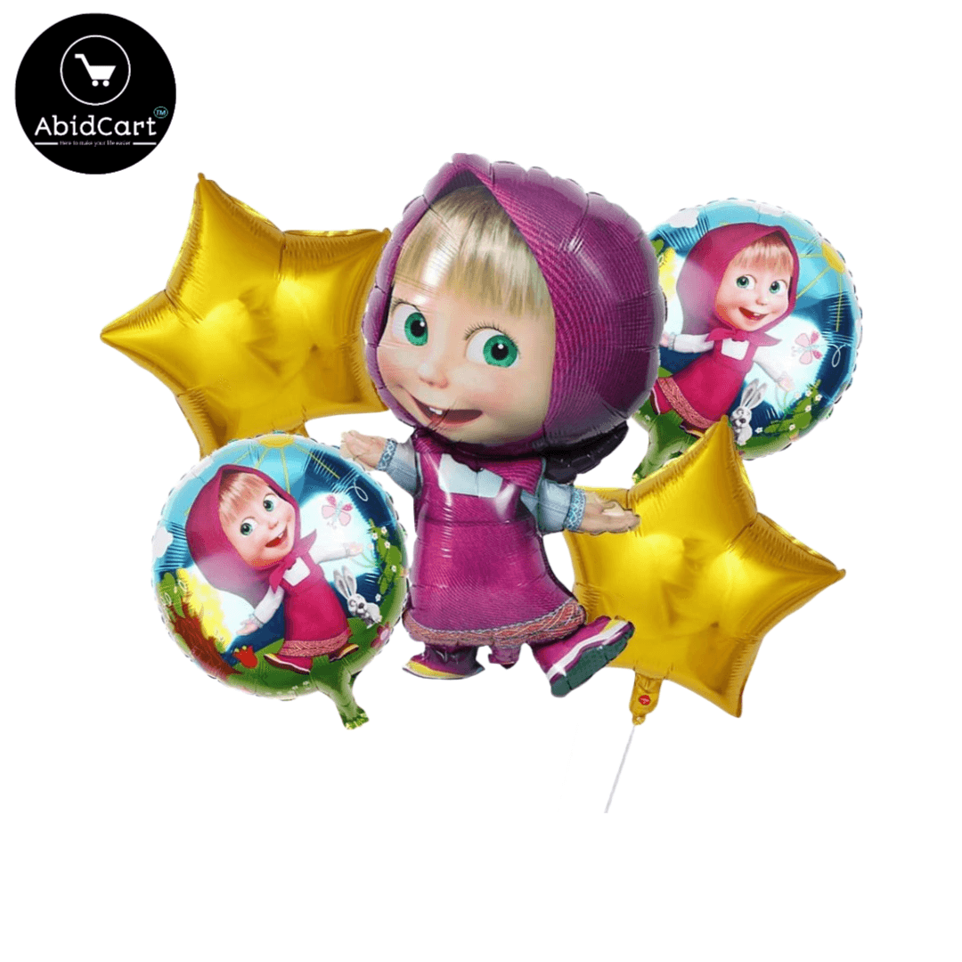 Masha & Bear Foil Balloons for Birthday Party Decorations - Cartoon Theme Balloons for Kids' Events, Indoor & Outdoor Celebrations, Photo Booth Props, HBD Party Supplies.