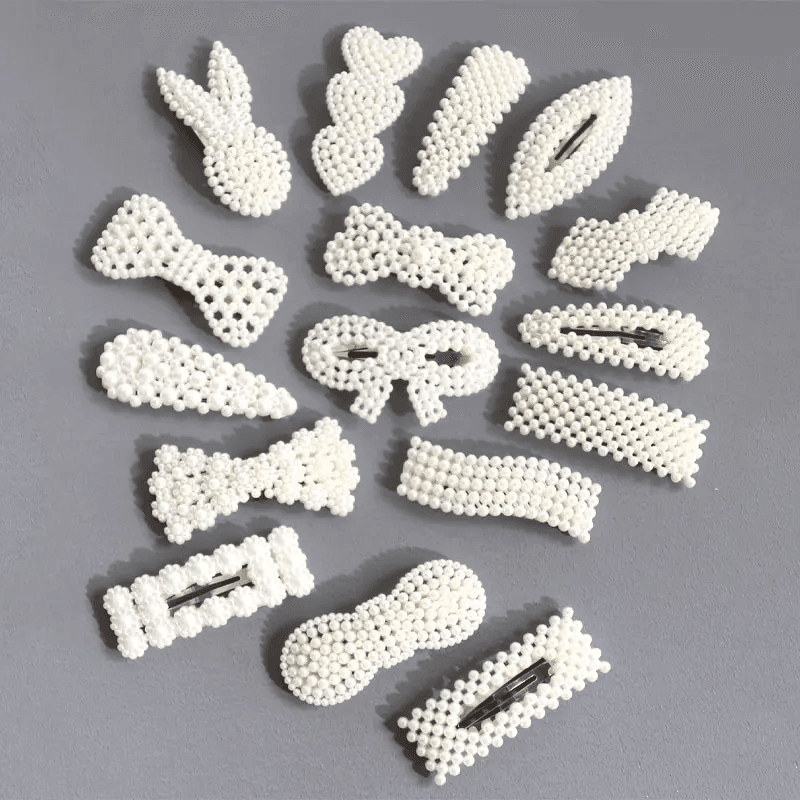 Sweet Flowers Hair Clips Versatile Bangs Pearl Clip Girl Hairpin Side Clip Love Hairpin Duckbill Clip. (Pack of 12)