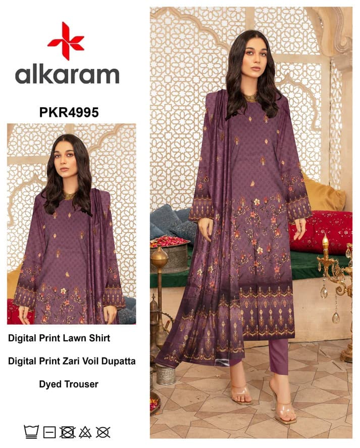 Alkaram Unstitched 3-Piece Suit â Elegant & Stylish Fabric for Women.
