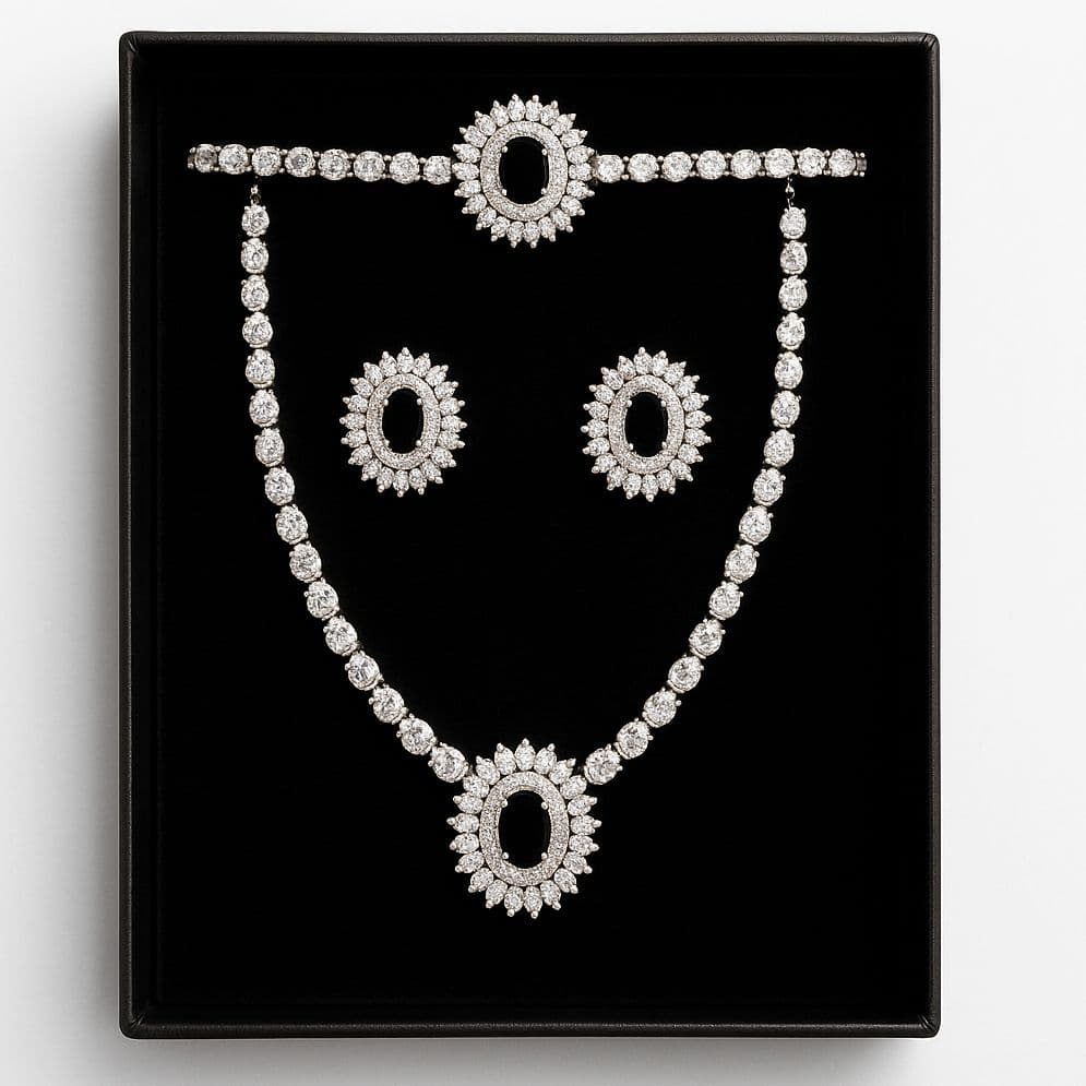 Elegant Diamond Necklace and Earring Set - AbidCart Luxury Jewelry Collection.