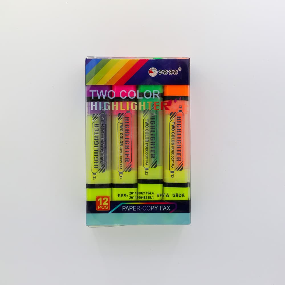 Paper Copy Fax Two colour Highlighter Double sided | DUAL SIDED / Double sided highlighter Marker in different colors | Double Sided Highlighter Marker | Unique Highlighter Marker For Marking (Random