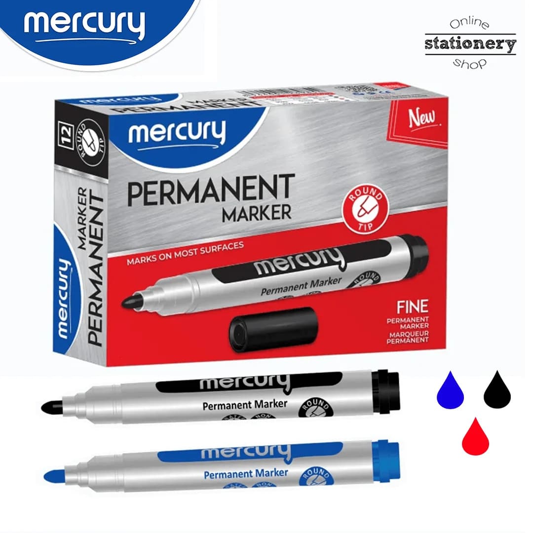 Premium Mercury Permanent Marker Blue Colour : Ideal for Office, School and University Education Learning.
