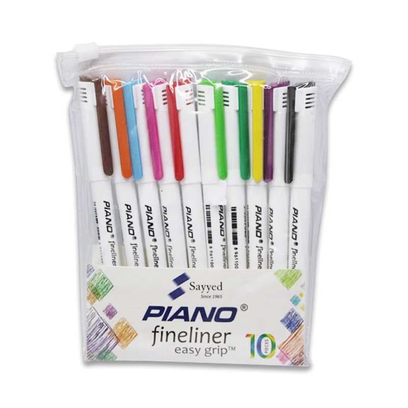 Piano Pointer Fineliner colourful Easy Grip 0.3mm [IP]  [1Pack] of 10 Colour Pointers for schools and offices.