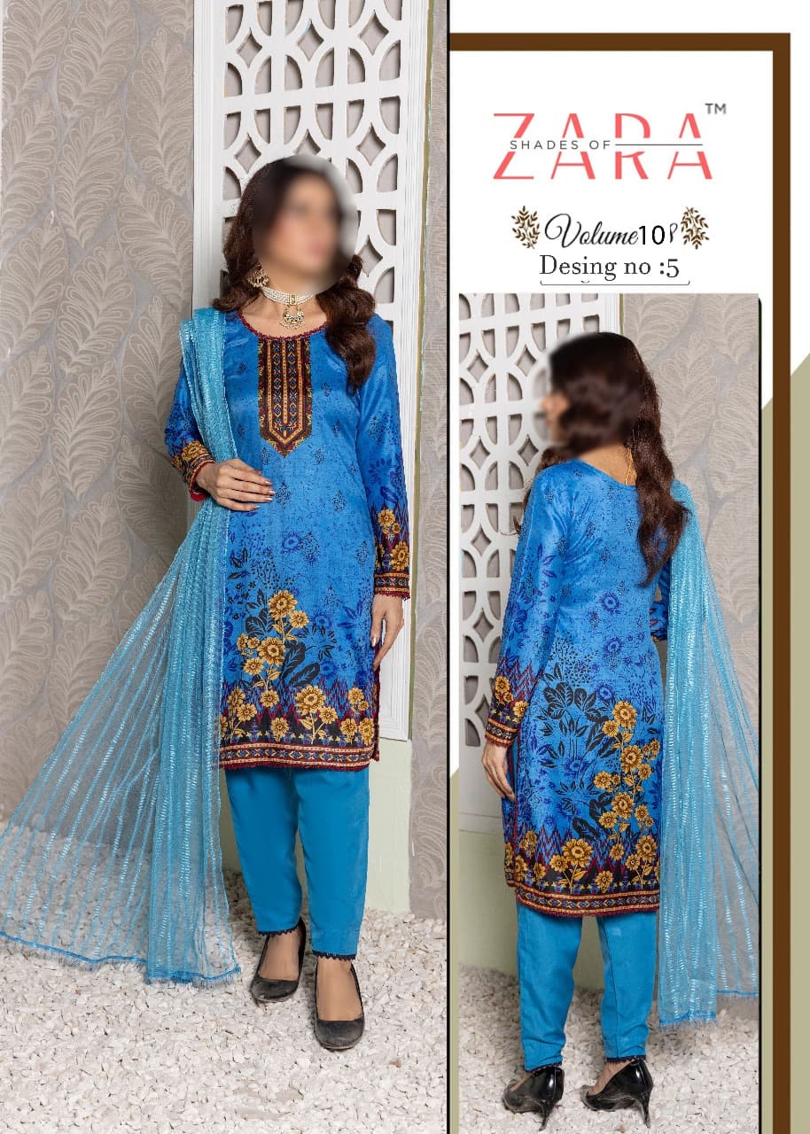 Luxury Soft Malai 3-Piece Suit â Printed Shirt, Dyed Trouser & Net Dupatta | Elegant Ethnic Wear for Women.