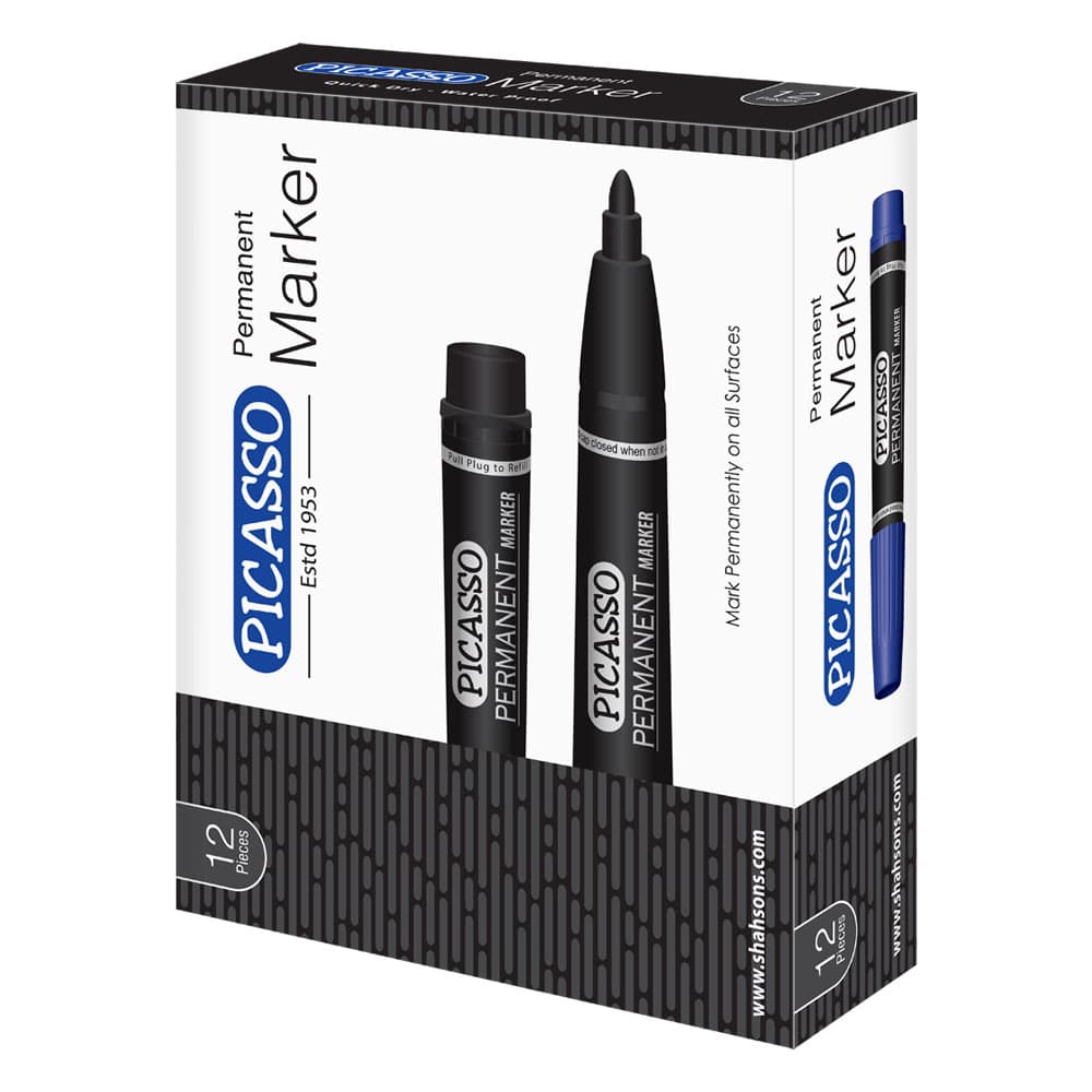 Premium Picasso Permanent Marker Black Colour : Ideal for Office, School and University Education Learning.