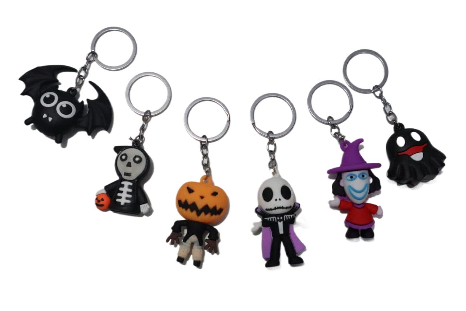 Halloween Keychains: Resin Pumpkin, Ghost, Grim Reaper - Fashion Gift for Men & Women, Car & Bag Key Ring.