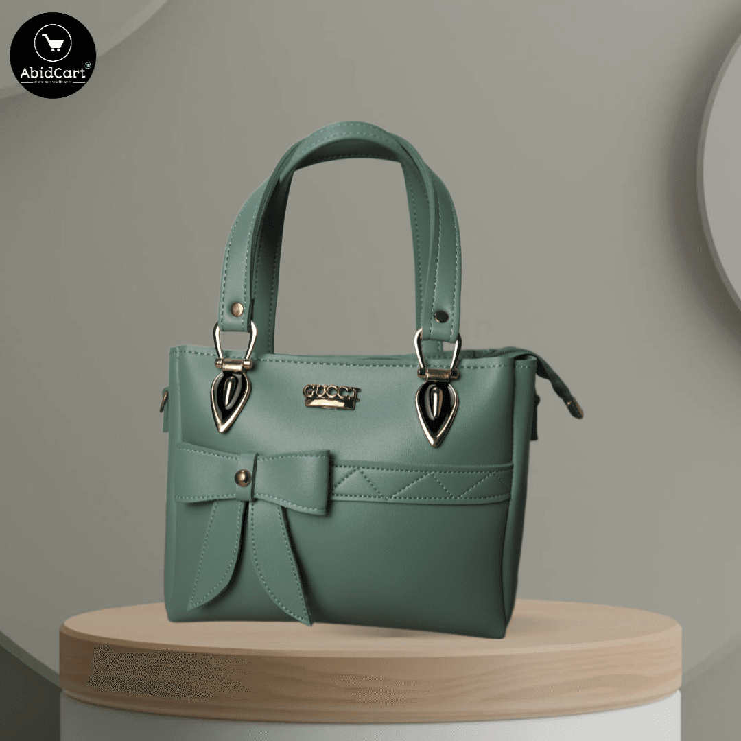 Elegant Green Faux Leather Handbag with Bow Design  Womenâs Fashion Purse  Trendy Shoulder Bag.