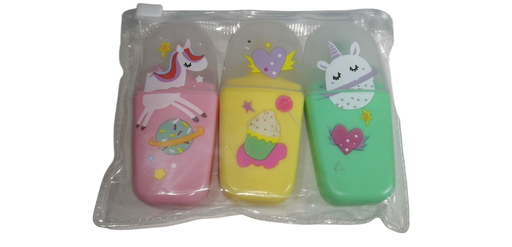 Pack of 3 Cute Cartoons Mini Highlighters | Assorted bright colours | Colourful highlighter | Multi Colour Highlighter | Highlighter for text book | Unique Shape.