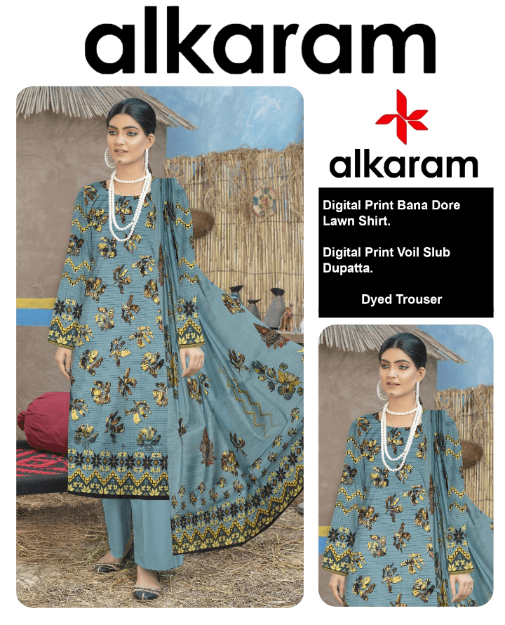 Alkaram Premium Unstitched 3-Piece Suit Collection - Stylish & Trendy Fabric for Women.