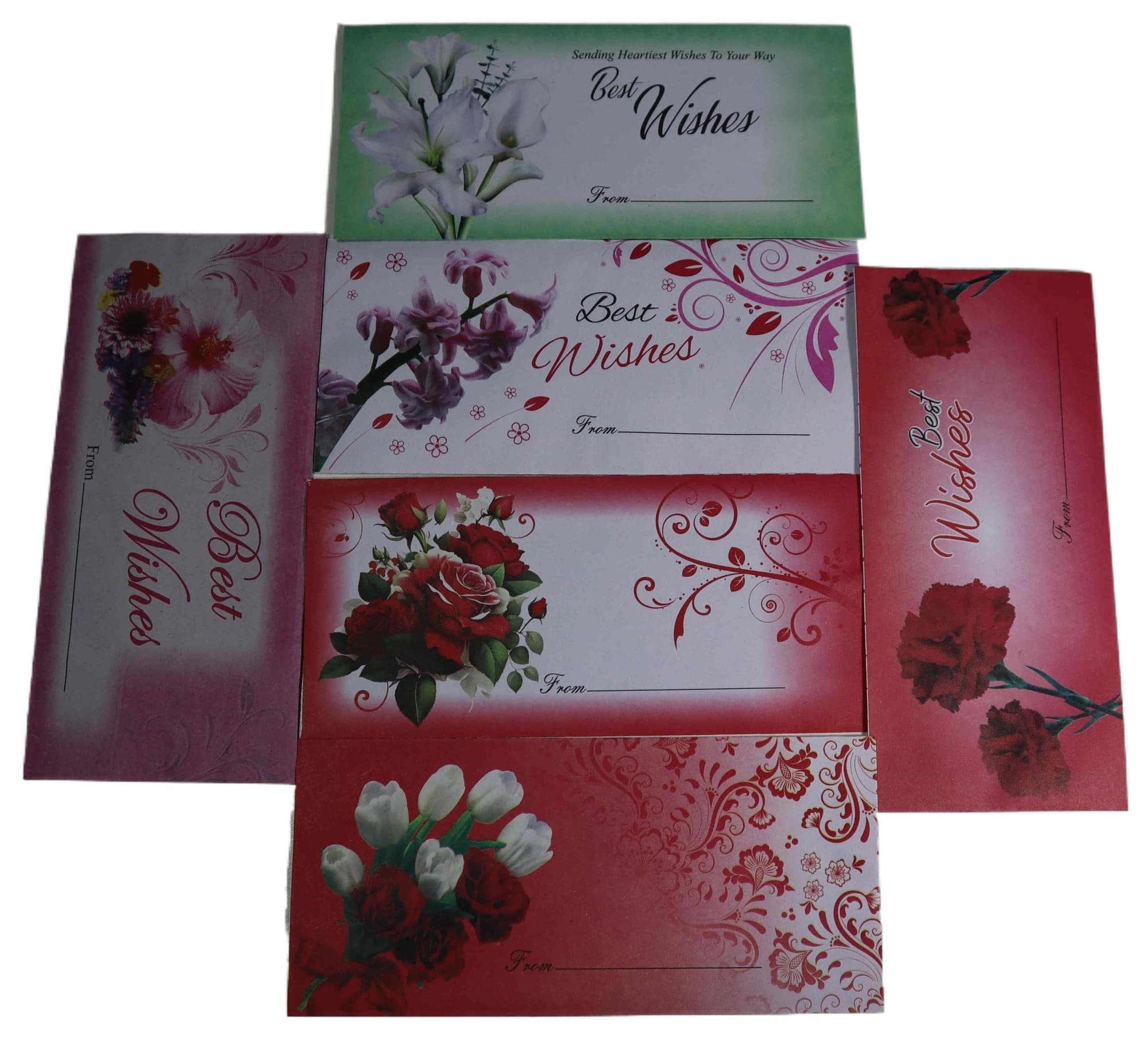 Assorted Colours Money Envelopes (6.5 x 3 inch) - Best wishes Perfect for Weddings, Engagements, and Eidi. (Pack of 10)
