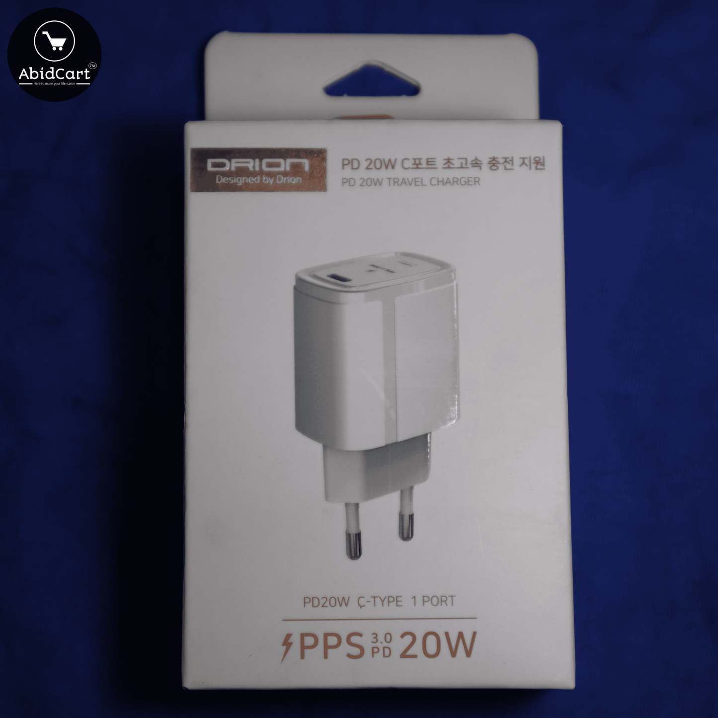 DRION PD20W C-Type Fast Travel Charger - Compact & Powerful 1-Port USB-C Charging Adapter for Quick Device Charging.
