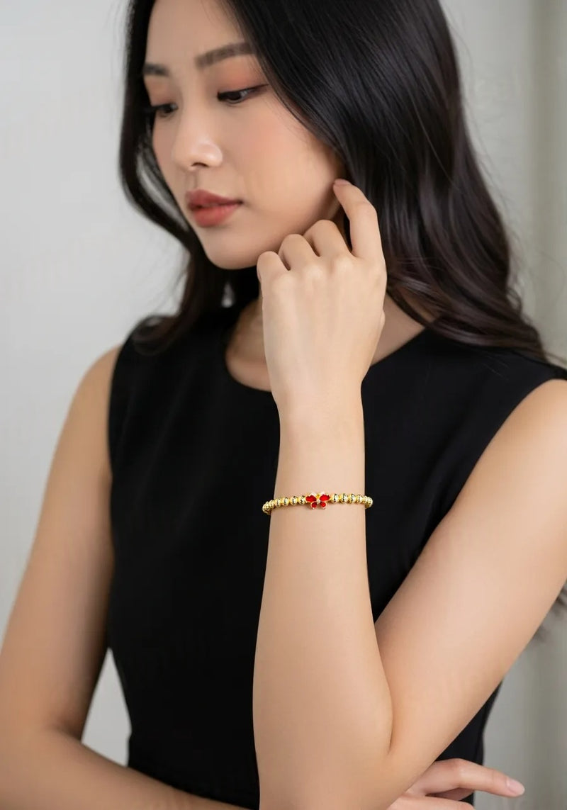 Gold Plated Designer Bangles for Women with Red Butterfly Stones – Elegant Traditional Party Wear Jewelry. - Abid Cart
