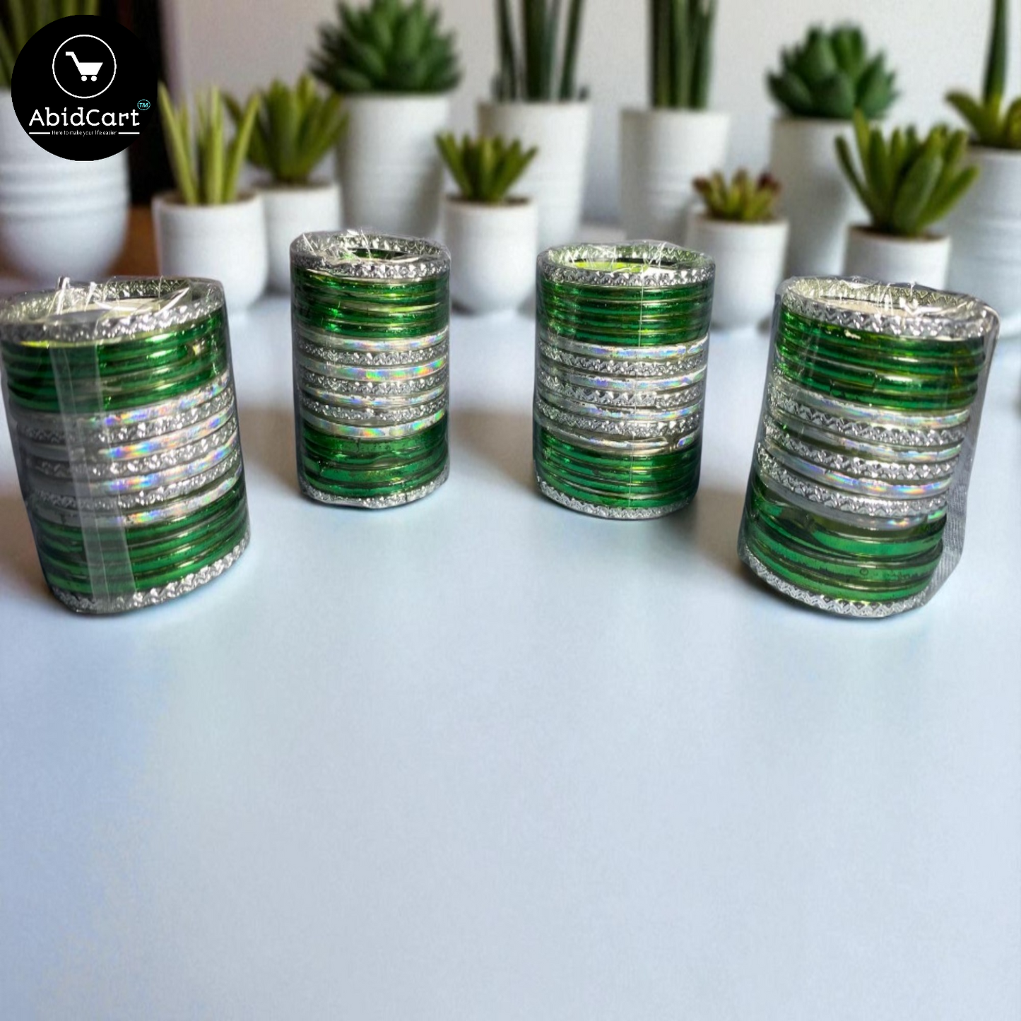 14 August Jashan-e-Azadi Green & White Bangles for Girls – Pakistani Independence Day Accessories, Stylish Traditional Bangles for Festive Celebrations. - Abid Cart