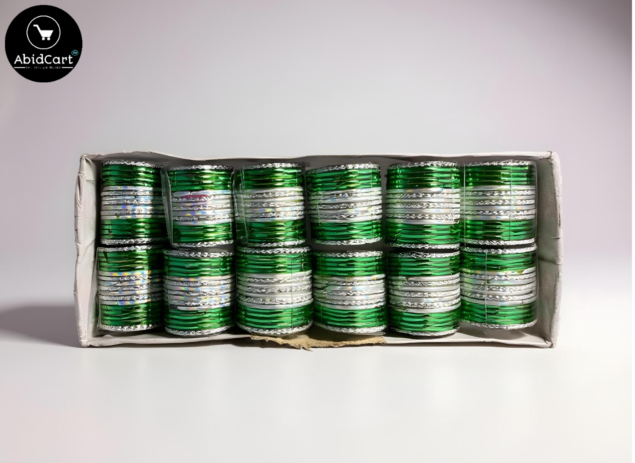 14 August Jashan-e-Azadi Green & White Bangles for Girls – Pakistani Independence Day Accessories, Stylish Traditional Bangles for Festive Celebrations. - Abid Cart