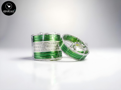14 August Jashan-e-Azadi Green & White Bangles for Girls – Pakistani Independence Day Accessories, Stylish Traditional Bangles for Festive Celebrations. - Abid Cart