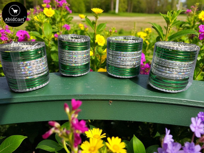 14 August Jashan-e-Azadi Green & White Bangles for Girls – Pakistani Independence Day Accessories, Stylish Traditional Bangles for Festive Celebrations. - Abid Cart