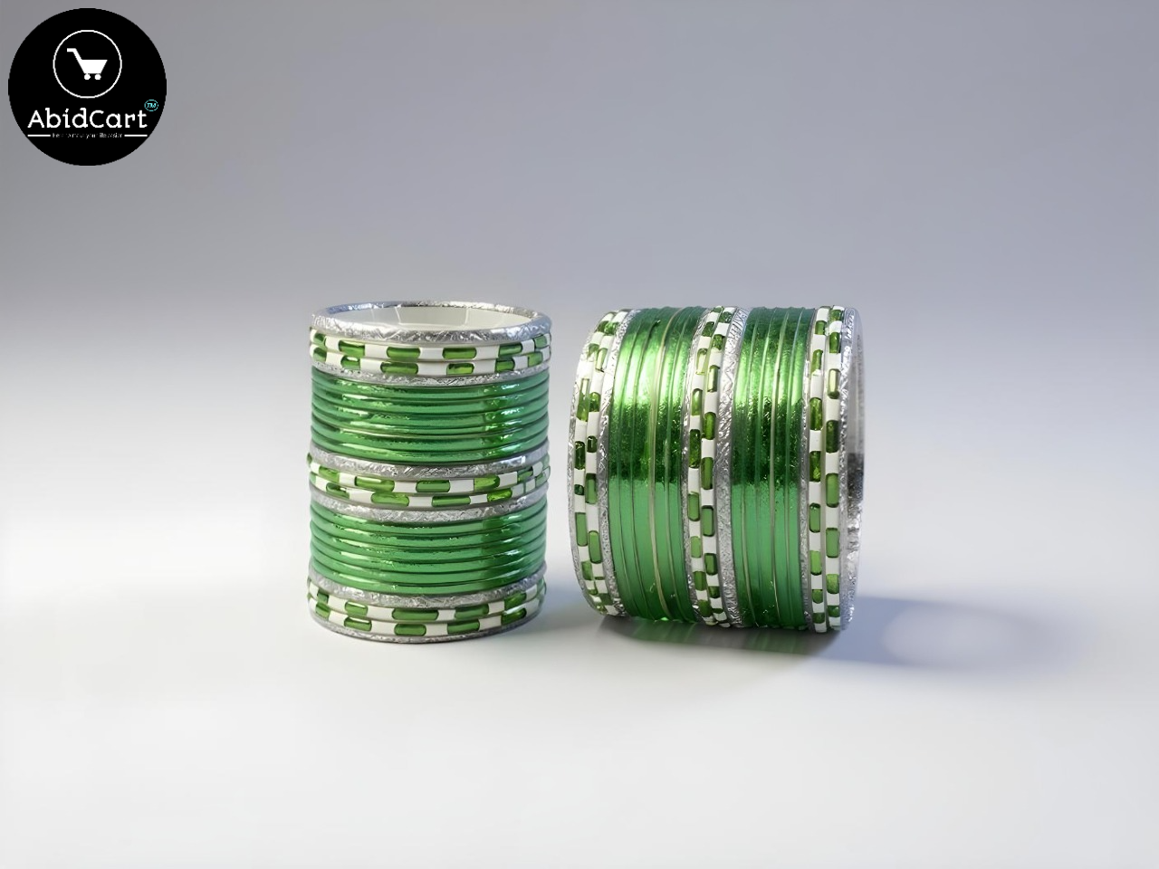 14 August Jashan-e-Azadi Green & White Bangles for Girls – Pakistani Independence Day Festive Accessories, Stylish Traditional Bangles for Celebrations. - Abid Cart