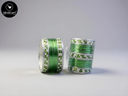 14 August Jashan-e-Azadi Green & White Bangles for Girls – Pakistani Independence Day Festive Accessories, Stylish Traditional Bangles for Celebrations. - Abid Cart