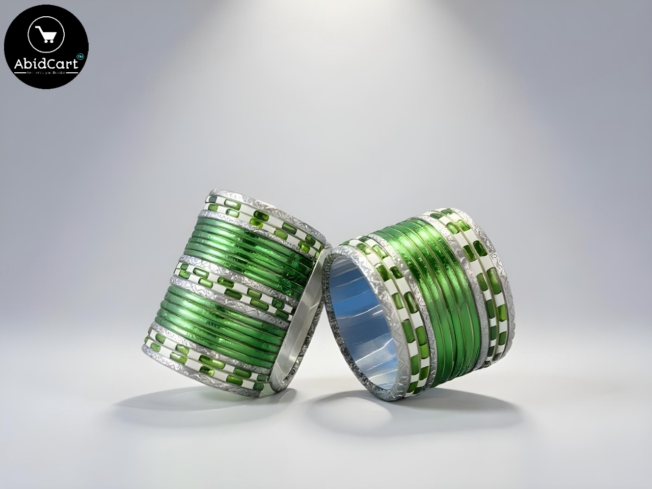 14 August Jashan-e-Azadi Green & White Bangles for Girls – Pakistani Independence Day Festive Accessories, Stylish Traditional Bangles for Celebrations. - Abid Cart