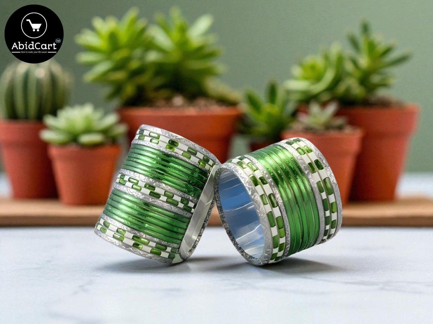 14 August Jashan-e-Azadi Green & White Bangles for Girls – Pakistani Independence Day Festive Accessories, Stylish Traditional Bangles for Celebrations. - Abid Cart