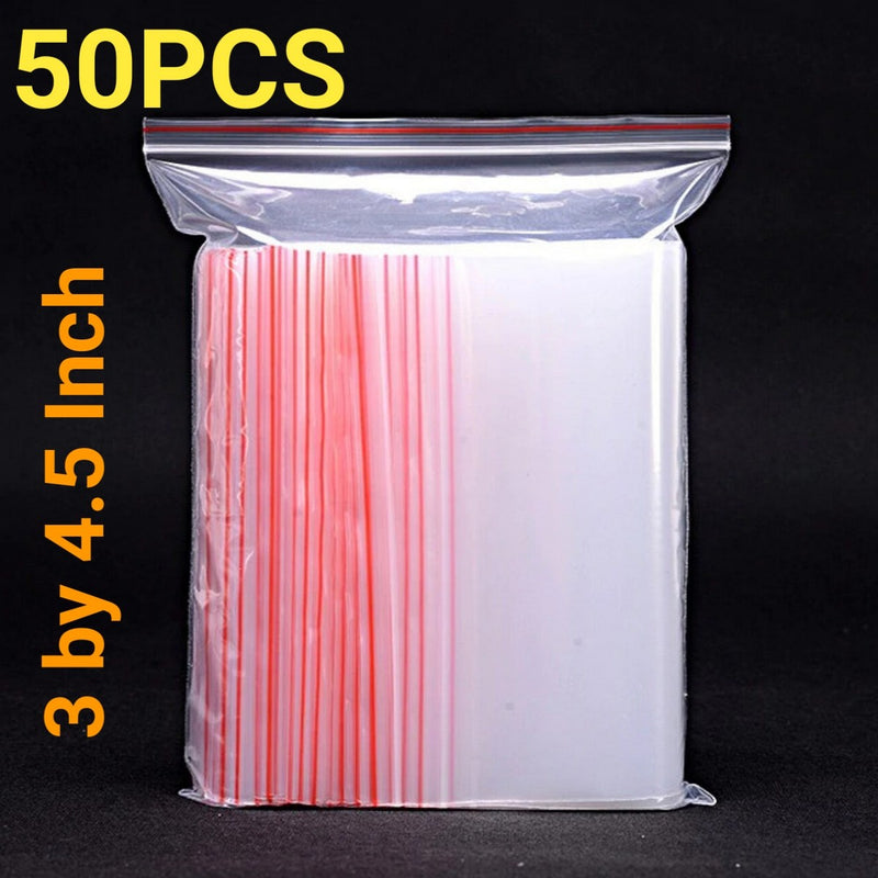 50 Pcs Resealable Vacuum Airtight Zip Lock Bags – Freezer, Clothes, Jewellery, Kitchen Storage, Durable Plastic Poly Bags, Reusable Zipper Bags. - Abid Cart