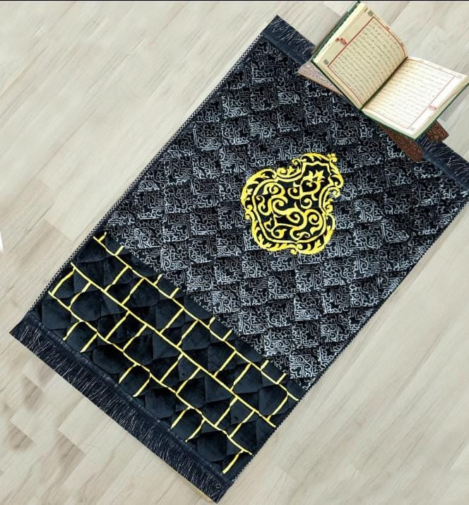 Premium Plush Velvet Prayer Mat - Orthopedic Foam, Anti-Slip Quilted Jai Namaz, Printed Jaye Namaz 70x110cm, Luxury Religious Prayer Rug. - Abid Cart