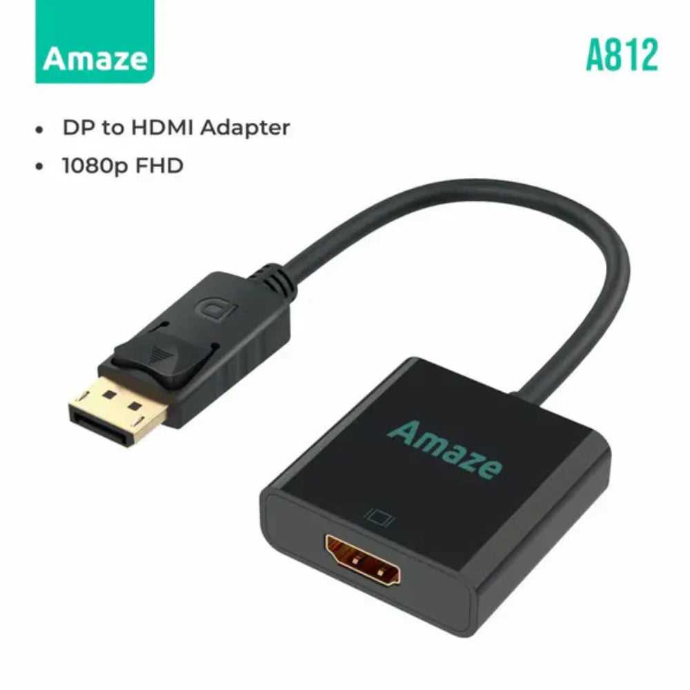AMAZE A812 DP to HDMI Adapter – High-Speed DisplayPort to HDMI Converter for 1080P Full HD Resolution. - Abid Cart