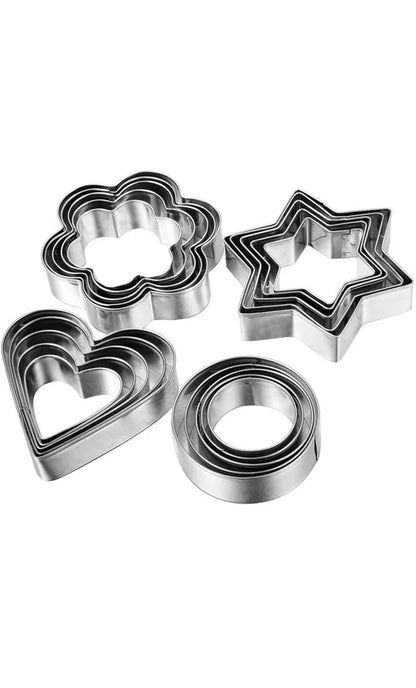 Premium Silver Stainless Steel Cookie Cutter Set - Durable, Rust-Proof Shapes for Baking, Holiday, and Party Treats. - Abid Cart