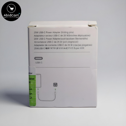25W USB-C Power Adapter for iPhone X to 15 Pro Max - Fast Charging with 12-Month Warranty (3 Pin). - Abid Cart