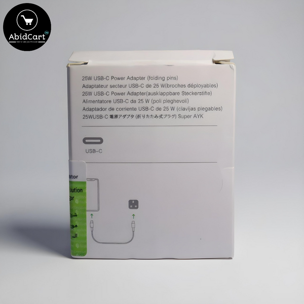25W USB-C Power Adapter for iPhone X to 15 Pro Max - Fast Charging with 12-Month Warranty (3 Pin). - Abid Cart