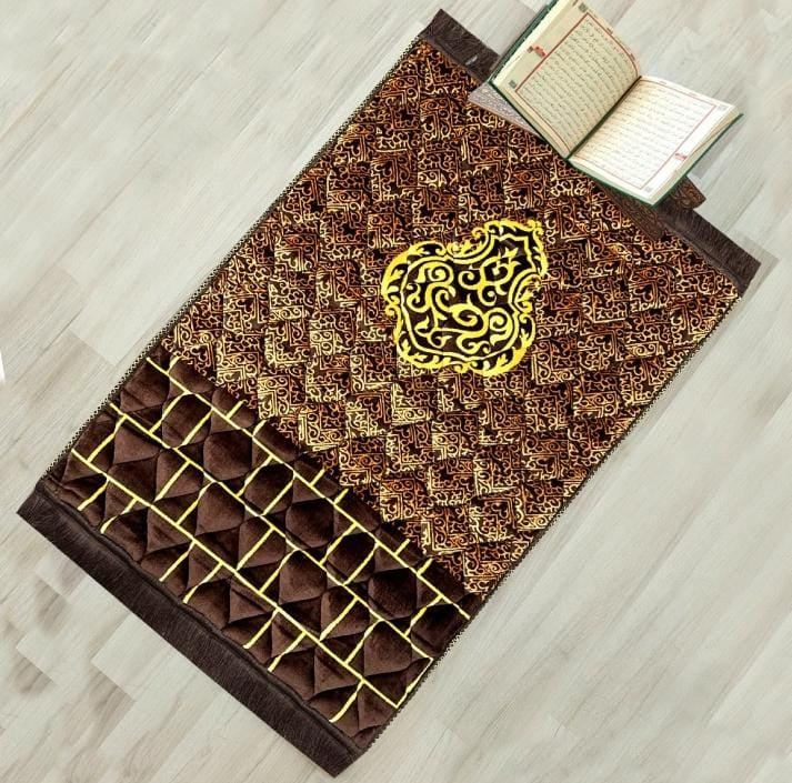 Premium Plush Velvet Prayer Mat - Orthopedic Foam, Anti-Slip Quilted Jai Namaz, Printed Jaye Namaz 70x110cm, Luxury Religious Prayer Rug. - Abid Cart