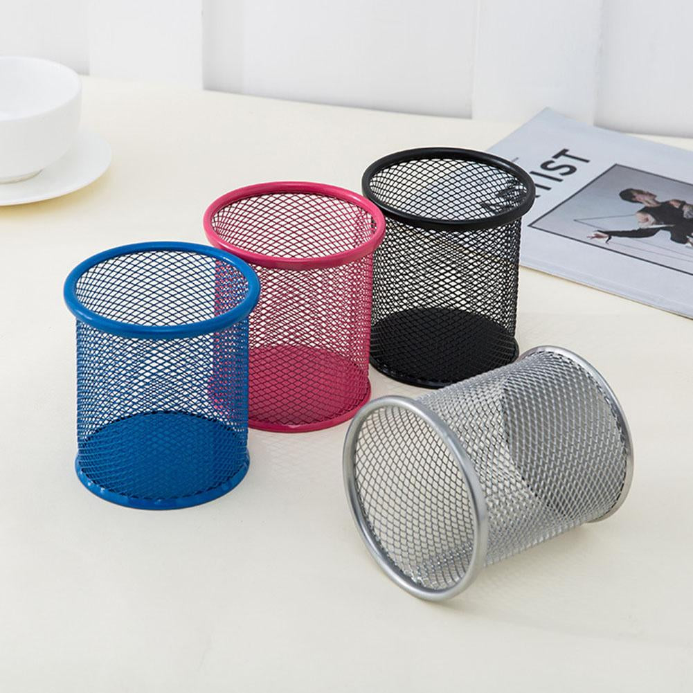 Round container art # SS-MRC01 - Metal mesh pen container round / Metal mesh pen container pen pencil holder organizer - Cosmetic round pen stand holders - Stationery container desk organizer. - Abid Cart