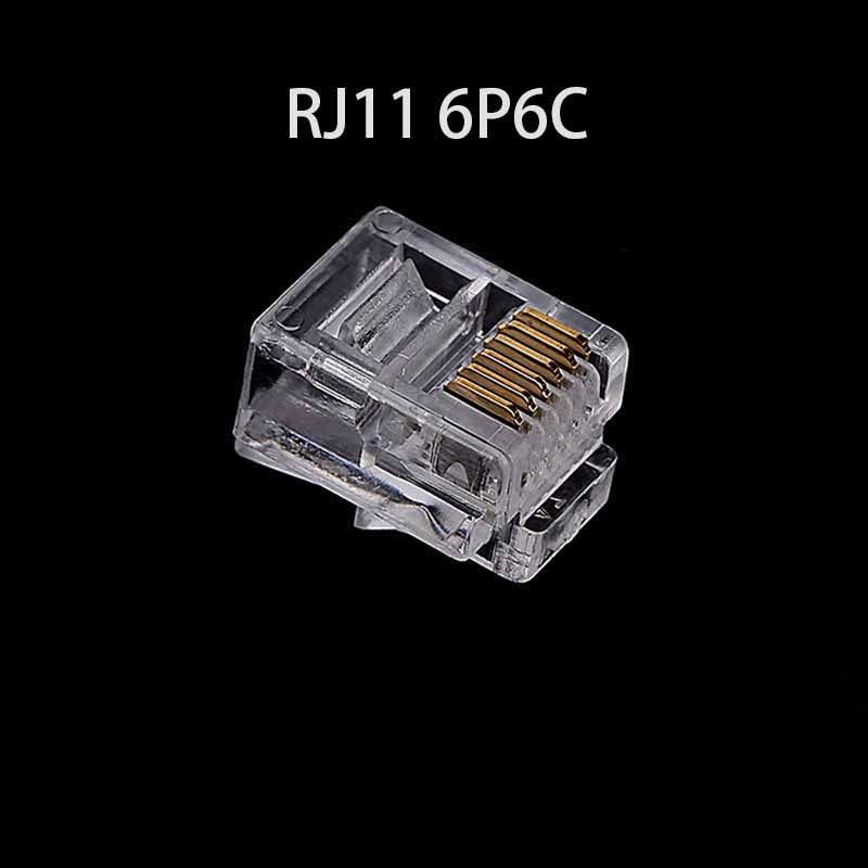 50PCS RJ11 6P6C Telephone Internet Modular Plug Jack Connector - Gold-Plated 6U Crystal Heads for Enhanced Signal Quality. - Abid Cart