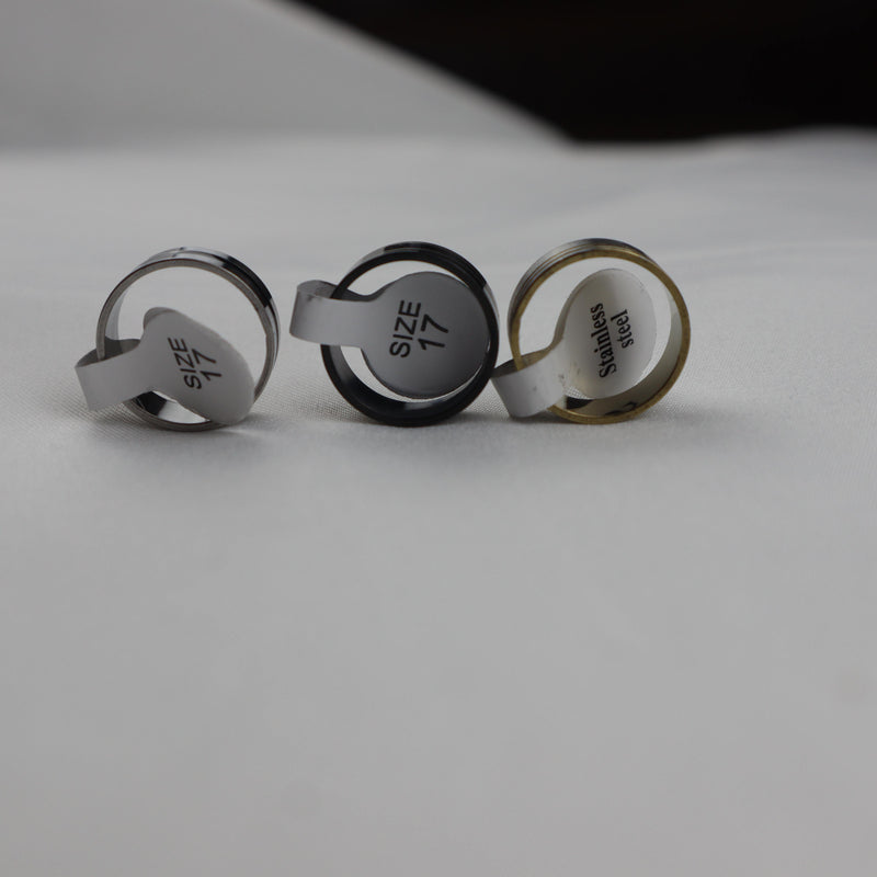 Fashion Classic Hollow Stripe Stainless Steel Rings Men Women Luminous Rhinestone Mix Style Jewelry Party Wedding Gift (Pack of 5 in same sizes). - Abid Cart