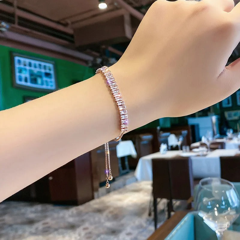 Full of Rhinestone Stainless Steel Bracelet For Women 2022 New Designer Shiny Luxury Zircon Adjustable Bracelets Jewellery Gift. - Abid Cart