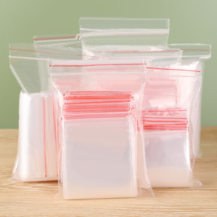 50 Pcs Resealable Vacuum Airtight Zip Lock Bags – Freezer, Clothes, Jewellery, Kitchen Storage, Durable Plastic Poly Bags, Reusable Zipper Bags. - Abid Cart