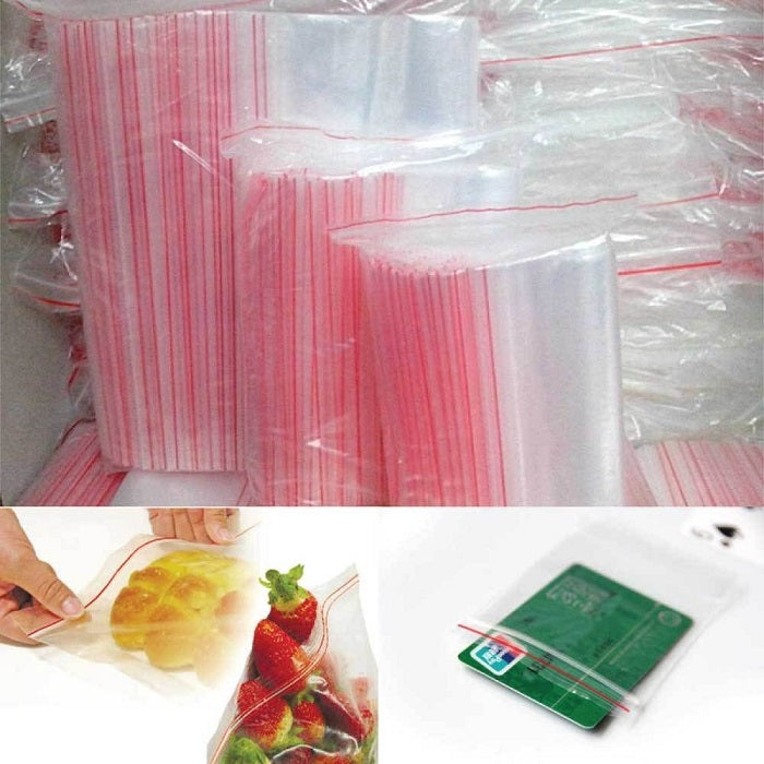 50 Pcs Resealable Vacuum Airtight Zip Lock Bags – Freezer, Clothes, Jewellery, Kitchen Storage, Durable Plastic Poly Bags, Reusable Zipper Bags. - Abid Cart