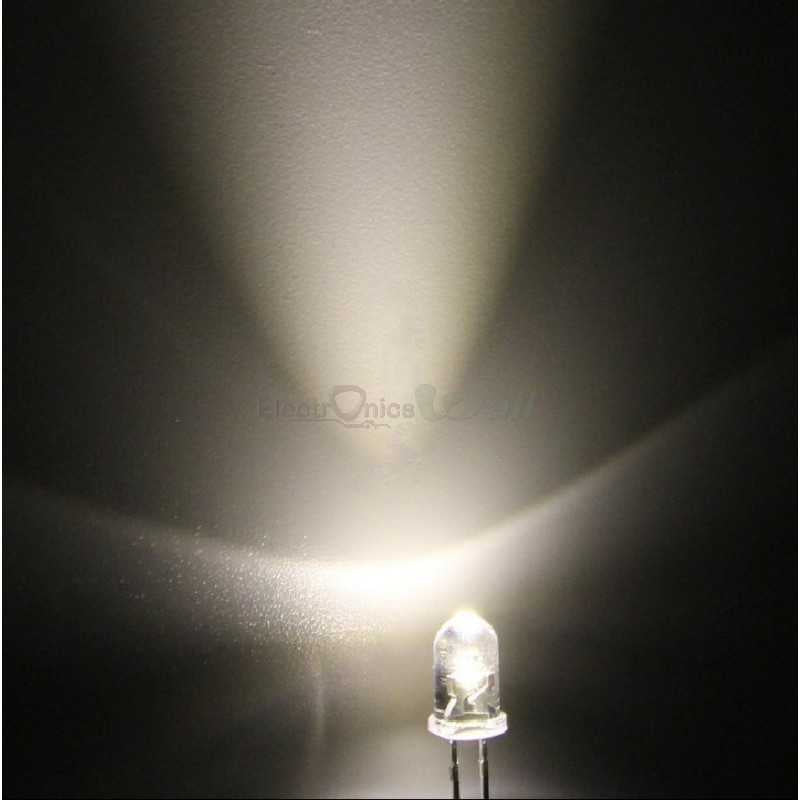 50pcs 5mm LED Crystal Clear Light Emitting Diodes - Bright Indicator Bulbs for Electronic Circuits, RoHS Compliant. - Abid Cart