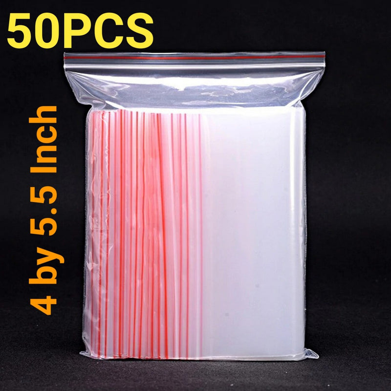 50 Pcs Resealable Vacuum Airtight Zip Lock Bags – Freezer, Clothes, Jewellery, Kitchen Storage, Durable Plastic Poly Bags, Reusable Zipper Bags. - Abid Cart
