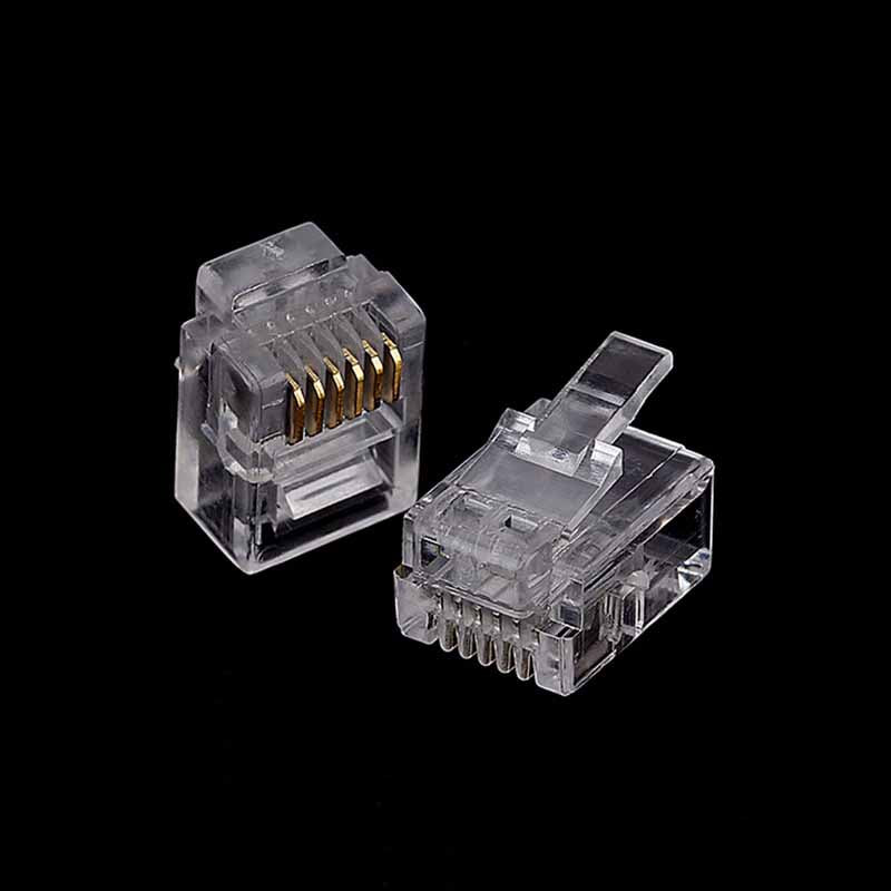 50PCS RJ11 6P6C Telephone Internet Modular Plug Jack Connector - Gold-Plated 6U Crystal Heads for Enhanced Signal Quality. - Abid Cart