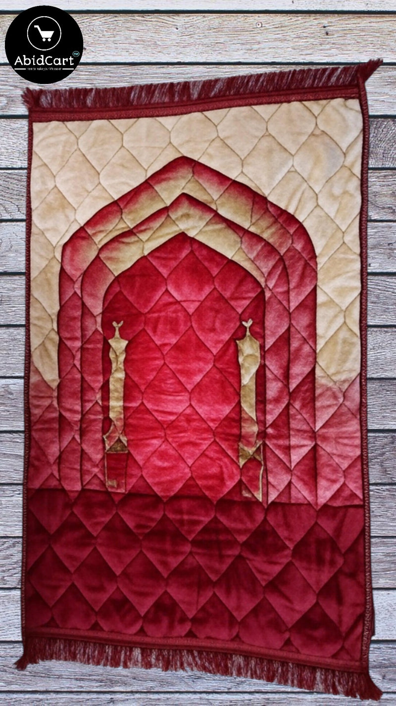 Premium Plush Velvet Prayer Mat - Orthopedic Foam, Anti-Slip Quilted Jai Namaz, Printed Jaye Namaz 70x110cm, Luxury Religious Prayer Rug. - Abid Cart