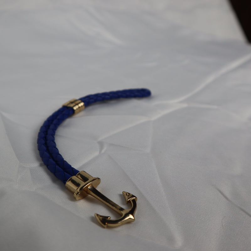 Blue Anchor Rope Leather Bracelet For Men. - Abid Cart