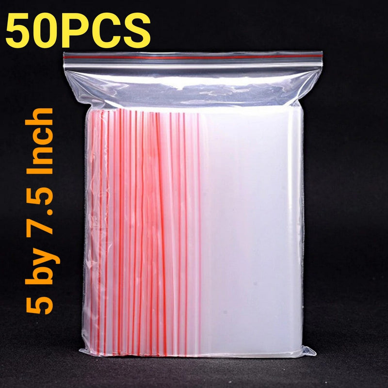 50 Pcs Resealable Vacuum Airtight Zip Lock Bags – Freezer, Clothes, Jewellery, Kitchen Storage, Durable Plastic Poly Bags, Reusable Zipper Bags. - Abid Cart