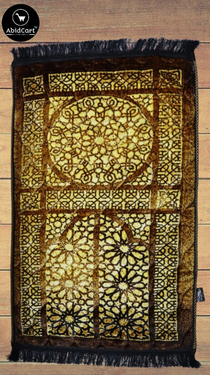 Premium Plush Velvet Prayer Mat - Orthopedic Foam, Anti-Slip Quilted Jai Namaz, Printed Jaye Namaz 70x110cm, Luxury Religious Prayer Rug. - Abid Cart