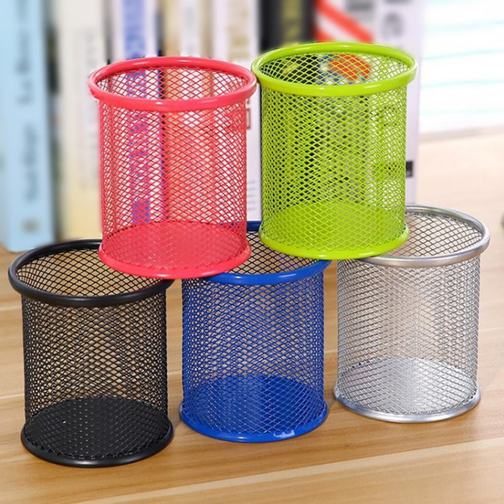 Round container art # SS-MRC01 - Metal mesh pen container round / Metal mesh pen container pen pencil holder organizer - Cosmetic round pen stand holders - Stationery container desk organizer. - Abid Cart